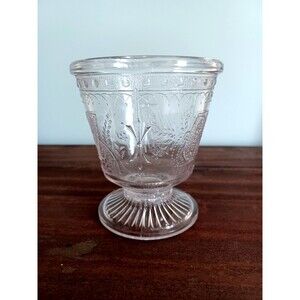 Antique Late 1880s Glass Spooner Lt Amethyst Adams & Co HorseshoeAnchorPrayerRug